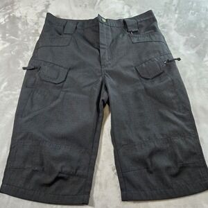 Mens Cargo Shorts Size L Black Ripstop Tactical‎ Utility Outdoor Work Casual